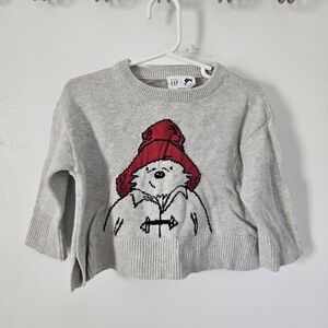 Baby Gap Sweater 18-24 Months Paddington Bear Cotton Gray Knit Girl Boy Boxy